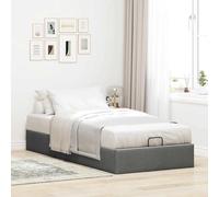 Festnight Lit Double Ottoman 90 x 190 avec Sommier et Rangement à Lattes, 2 Personnes, Rembourré - Gris Foncé-90 x 190 cm