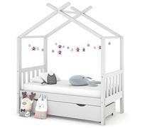 Festnight lit Enfant 70x140 avec Rangement lit cabane avec tiroir 70x140 avec Sommier à Lattes lit Bebe Cadre de Lit pour Fille et Garçon Blanc 70 x 140 cm