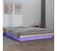 Festnight lit LED 180 x 200 avec sommier Cadre de lit 180 x 200 Sommier 180 x 200 Lit Double avec à Lattes Lit 2 Personnes Lit Adulte Cadre de lit en Bois-Naturel-180 x 200 cm