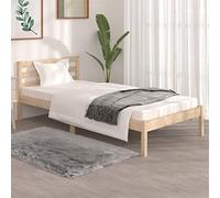 Festnight lit Simple,lit 1 Place,lit Bois Massif, Cadre de lit,Lit 1 Personnes avec Sommier à Lattes pour Enfants Adultes, avec tête de lit,Bois de pin Massif 90 x 190 cm-Marron