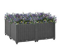 Festnight Lit Surélevé Jardinière d'Extérieur,carré Potager,Potager sur Pied,bac Jardiniere Exterieur,Potager Balcon,Pot de Fleurs Bac à Plantes 80 x 80 x 38 cm-Gris foncé