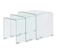 Festnight Lot de 3 Tables Basses gigognes Verre trempé Transparent
