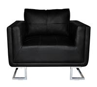 Festnight Luxueux Fauteuil Cube en Cuir Noir