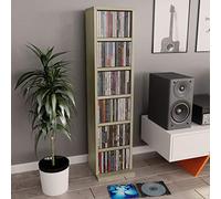 Festnight Meuble CD Etagères de Rangement pour CD et DVD Meuble de Rangement Chêne Sonoma 21 x 16 x 88 cm Aggloméré