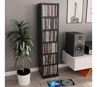 Festnight Meuble CD Etagères de Rangement pour CD et DVD Meuble de Rangement Noir 21 x 16 x 88 cm Aggloméré
