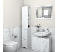 Festnight Meuble Colonne de Salle de Bain,Meuble Haut de Rangement,Armoire sur Pied de Salle de Bain,2 tiroirs et 2 étagères,25 x 25 x 170 cm-Blanc