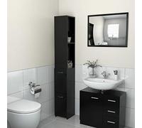 Festnight Meuble Colonne de Salle de Bain,Meuble Haut de Rangement,Armoire sur Pied de Salle de Bain,2 tiroirs et 2 étagères,25 x 25 x 170 cm-Noir