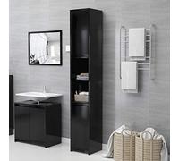 Festnight Meuble Colonne de Salle de Bain, Meuble Haut de Rangement,Meuble de Rangement Colonne, 6 Compartiments et 2 Portes,30x30x183,5 cm-sans poignée -Noir