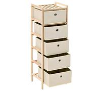 Festnight Meuble de Rangement Étagère de Rangement 5 paniers en Tissu + Bois Beige 32 x 26 x 93 cm