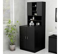 Festnight Meuble Machine à Laver, Lave Linge,Armoire Haute Salle de Bain LaveLinge, étagère WC,Colonne Bain,étagère Bain, l'armoire supérieure-Noir 70,5x25,5x90 cm-l'armoire supérieure