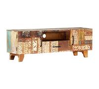 Festnight Meuble TV Banc TV Sculpté à la Main 120x30x40 cm Bois de Récupération