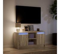 Festnight Meuble TV LED Banc TV 100 cm Meuble télé Table TV Meuble de Salon Table Television Salon Meubles pour Audio/vidéo-Chêne sonoma-100 cm