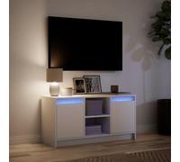 Festnight Meuble TV LED Banc TV 100 cm Meuble télé Table TV Meuble de Salon Table Television Salon Meubles pour audio/vidéo-Blanc-100 cm