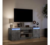 Festnight Meuble TV LED Banc TV 140 cm Meuble télé Table TV Meuble de Salon Table Television Salon Meubles pour Audio/vidéo-Gris béton-139.5 cm