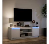 Festnight Meuble TV LED Banc TV 140 cm Meuble télé Table TV Meuble de Salon Table Television Salon Meubles pour audio/vidéo-Blanc-139.5 cm
