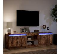Festnight Meuble TV LED Banc TV 180 cm Meuble télé Table TV Meuble de Salon Table Television Salon Meubles pour Audio/vidéo-Chêne fumé-180 cm