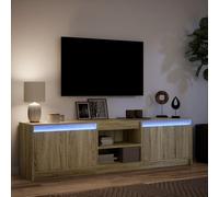 Festnight Meuble TV LED Banc TV 180 cm Meuble télé Table TV Meuble de Salon Table Television Salon Meubles pour Audio/vidéo-Chêne sonoma-180 cm