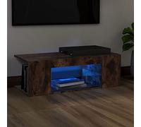 Festnight Meuble TV LED Banc TV LED Meuble TV Bois Meuble TV avec LED Meuble TV Haut Meuble Television Table Television Salon- Chêne fumé- 90x39x30 cm