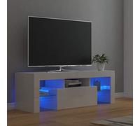 Festnight Meuble TV LED Banc TV LED Meuble TV Bois Meuble TV avec LED Meuble TV Haut Meuble Television Table Television Salon- Blanc brillant-120x35x40 cm