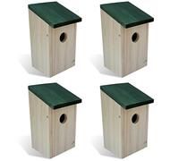 Festnight Nichoir en Bois Oiseau Nichoir House Petits Oiseaux Bleu 14 x 15 x 22 cm 4 pièces