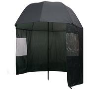 Festnight Parapluie de pêche compact avec 2 fenêtres en PVC Vert foncé 300 x 240 cm