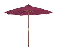 Festnight Parasol avec Mât Parasol de Jardin en Bois 300 x 250 cm Rouge Bordeaux