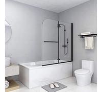 Festnight Pare Baignoire Cabine de Douche Pliable 2 Panneaux ESG 120x140 cm Noir