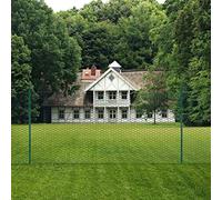 Festnight Patio Extérieur Maison Acier, Plôture de Jardin Décorative,Clôture en Grillage métallique avec poteaux Acier 25x2 m Vert