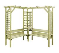 Festnight Pergola de Jardin Pergola d'angle avec Banc pour Jardin, Patio ou Arrière Cour Bois de Pin Imprégné FSC