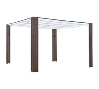 Festnight Pergola Toit rétractable tonnelle 3x3 pavillon de Jardin Tonnelle avec Toit en Acier + Résine tressée Marron et crème
