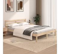 Festnight Petit lit Double,lit 2 Place,lit Bois Massif, Cadre de lit,Lit 2 Personnes avec Sommier à Lattes pour Enfants Adultes, avec tête de lit,Bois de pin Massif 120 x 190 cm-Marron