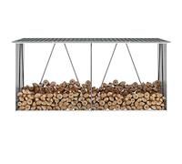 Festnight Porte-bûche Métal Étagère pour Bois, Abri Bois de Chauffage Exterieur Gris 330x84x152 cm