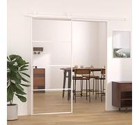 Festnight Porte coulissante Verre,Porte coulissante Interieur Verre,Porte coulissante en Verre Interieur avec Rail,vitre Verre coulissante 90 x 205 cm-3 Barres Horizontales-Transparent-Blanc