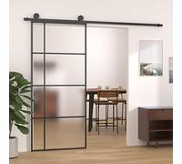Festnight Porte coulissante Verre,Porte coulissante Interieur Verre,Porte coulissante en Verre Interieur avec Rail,vitre Verre coulissante 90 x 205 cm-1-Dépoli-Noir