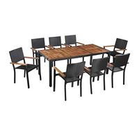 Festnight Salon de Jardin d'extérieur 1 Table et 8 chaises en Bois d'acacia Marron et Noir