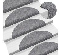 Festnight Set de 15 Marchettes D'escalier Tapis d'escalier Auto-adhésif Surface Antidérapante Gris Clair 54 x 16 x 4 cm