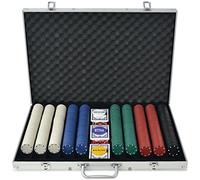 Festnight Set Poker avec 1000 Jetons dans Un Coffre en Aluminium