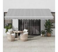 Festnight Store Banne Manuel 4,5x3 avec LED Auvent Rétractable à Bras Repliable Auvent de terrasse pour Balcons Terrasse et Jardin-Anthracite et blanc-450 x 300 cm