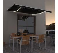 Festnight Store Banne Manuel 4,5x3 avec LED Auvent Rétractable à Bras Repliable Auvent de terrasse pour Balcons Terrasse et Jardin-Anthracite-450 x 300 cm