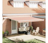 Festnight Store Banne Manuel 450 x 300 cm avec LED Rétractable à Bras Repliable Auvent de terrasse aux UV Angle Réglable pour Terrasse Bistro Balcon-Orange/gris/bleu/blanc-450 × 300 cm