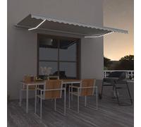 Festnight Store Banne Manuel 5x3,5 avec LED Auvent Rétractable à Bras Repliable Auvent de terrasse pour Balcons Terrasse et Jardin-Crème-500 x 350 cm