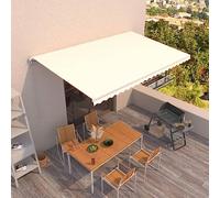 Festnight Store Banne Manuel 5x3 Auvent de terrasse Auvent Rétractable à Bras Repliable Store Balcon pour Resto,Café -Crème-500 x 300 cm