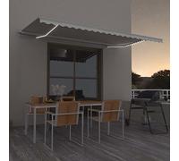 Festnight Store Banne Manuel 5x3 avec LED Auvent Rétractable à Bras Repliable Auvent de terrasse pour Balcons Terrasse et Jardin-Crème-500 x 300 cm