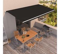 Festnight Store Banne Manuel 6x3,5 Auvent de terrasse Auvent Rétractable à Bras Repliable Store Balcon pour Resto,Café -Anthracite-600 x 350 cm