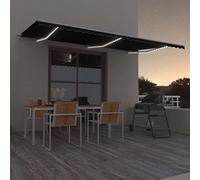Festnight Store Banne Manuel 6x3 avec LED Auvent Rétractable à Bras Repliable Auvent de terrasse pour Balcons Terrasse et Jardin-Anthracite-600 x 300 cm