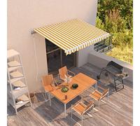 Festnight Store Banne Motorisé 3x2,5 Store banne Electrique avec Télécommande Auvent Rétractable à Bras Repliable pour Balcons Terrasse et Jardin-Jaune et blanc-300 x 250 cm