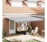Festnight Store banne Motorisé 4,5X 3m Store Banne Aluminium avec télécommande Auvent de Terrasse Rétractable aux UV/Vent/Eau pour Patio Balcon-Anthracite et blanc-450 x 300 cm