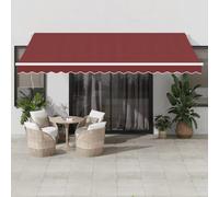 Festnight Store Banne Motorisé 4,5x3,5 Store banne Electrique avec Télécommande Auvent Rétractable à Bras Repliable pour Balcons Terrasse et Jardin-Bordeaux et blanc-450 x 350 cm