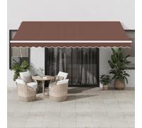 Festnight Store Banne Motorisé 4,5x3 Store banne Electrique avec Télécommande Auvent Rétractable à Bras Repliable pour Balcons Terrasse et Jardin-Marron et blanc-450 x 300 cm