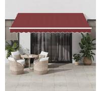 Festnight Store Banne Motorisé 4x3,5 Store banne Electrique avec Télécommande Auvent Rétractable à Bras Repliable pour Balcons Terrasse et Jardin-Bordeaux et blanc-400 x 350 cm